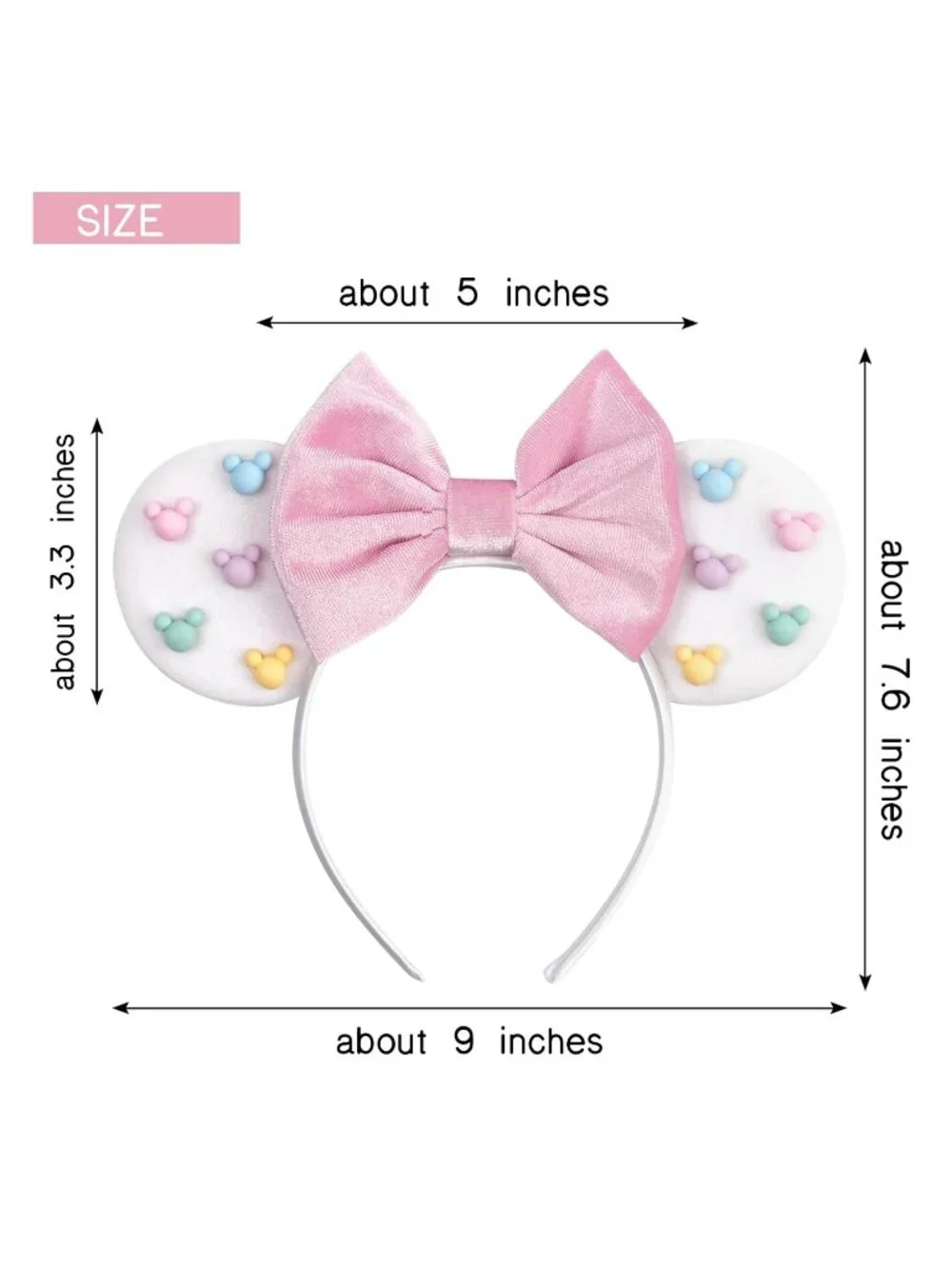 Women White cotton Candy-Inspired Mickey Mouse Hair Headband
